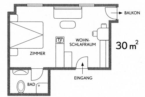 Skizze Ferienwohnung 30 qm