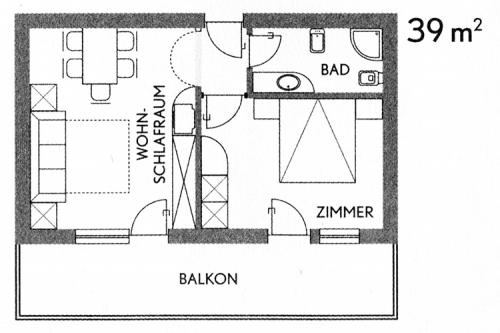 Skizze Ferienwohnung 39 qm