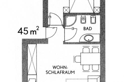 Skizze Ferienwohnung 45 qm